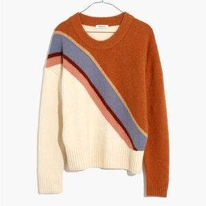 EUC Madewell Striped Lyford Pullover Sweater in Coziest Textured Yarn